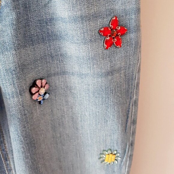 NWT For the Republic floral applique embellished slim ankle jeans, 25 - Picture 8 of 11